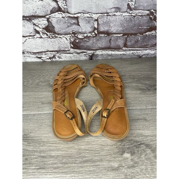 Coasters 2684 Brown Leather Braided Strappy Heel Sandals Women Sz 7M US/38EU - Picture 5 of 16
